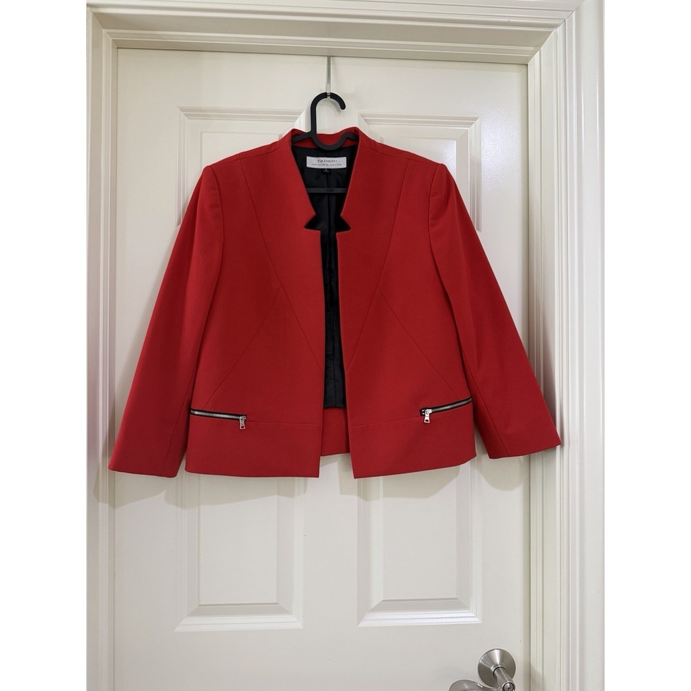 tahari arthur s levine women red blazer size 8